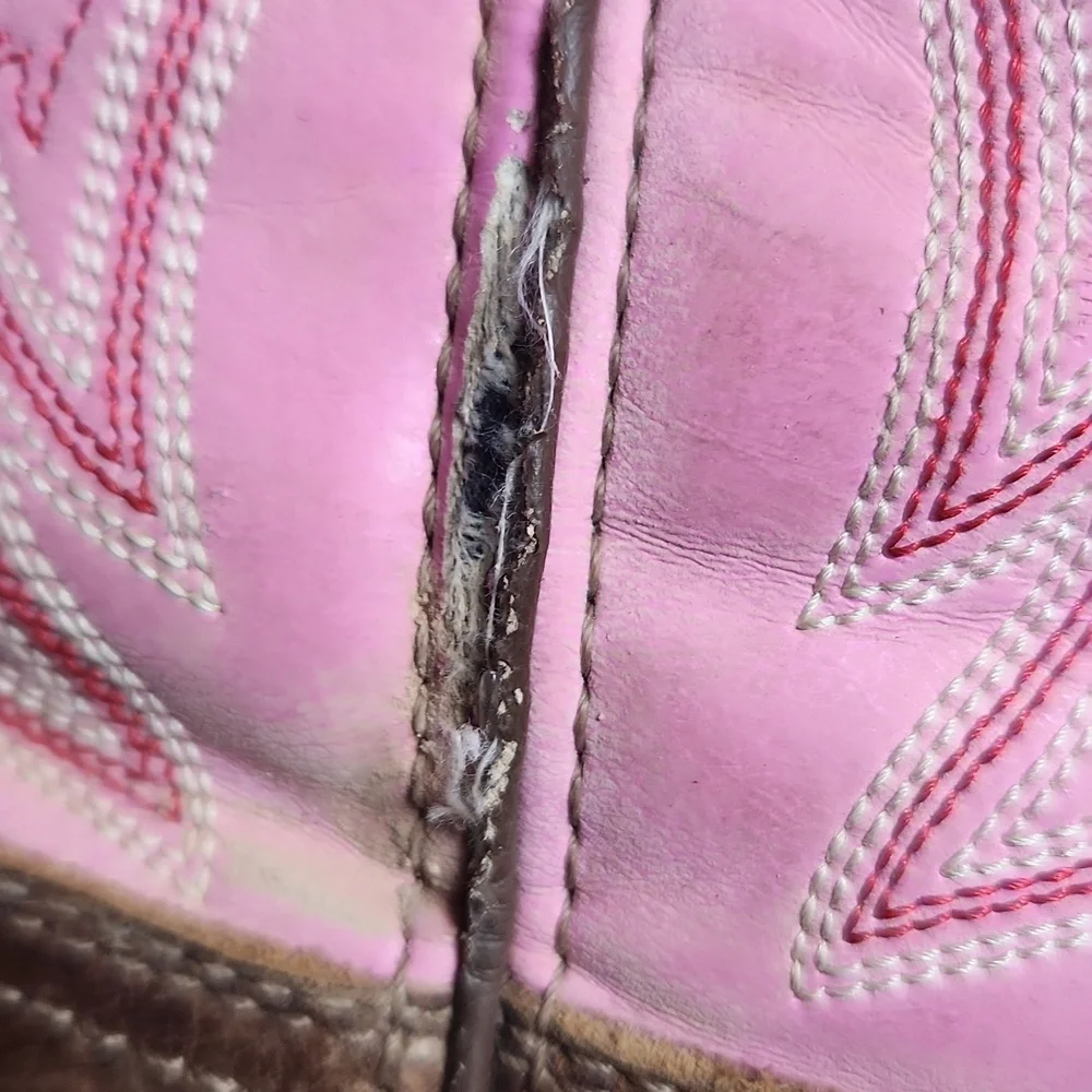 Georgia Boot Square Toe Leather Cowgirl‎ Boots Pink Girls Size 7